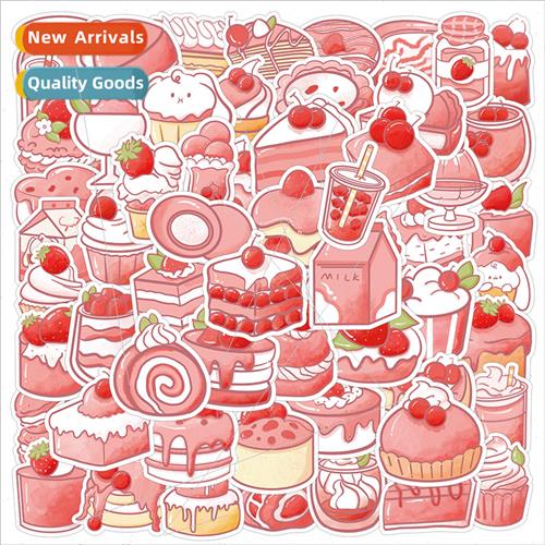 60 cartoon pink snacks handbook stickers decorative phone ca