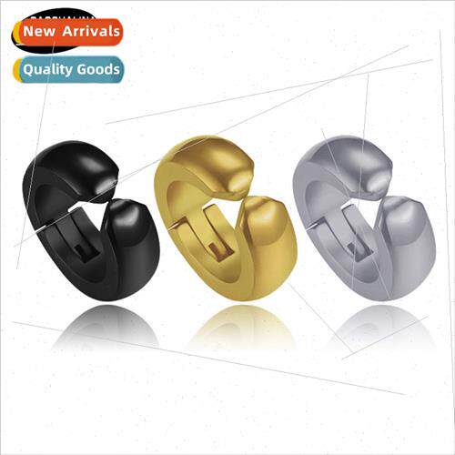 Korean  black punk earrings hand-polished earrings whout ear