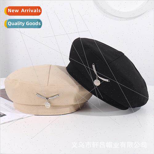 new rhinestone chain beret female spring fall breathable ler