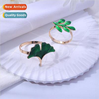 Botanical Leaf Napkin Clasps Diamond Encrusted Elk Christmas