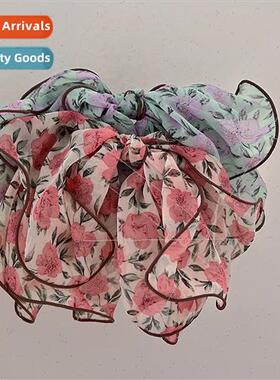 Summer sweet chiffon draping flowers large bow hair clips ba