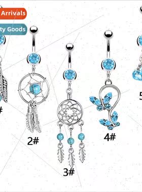 Blue Dreamcatcher Butterfly Dreamcatcher Zirconia Bellybutto