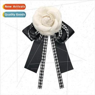 bow tie decorative Korea bird brooch thousand check camellia