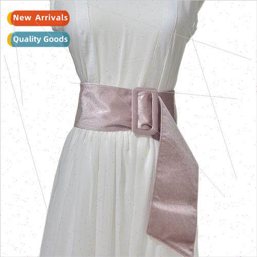 Europe fall winter new suede wide belt women versatile suede