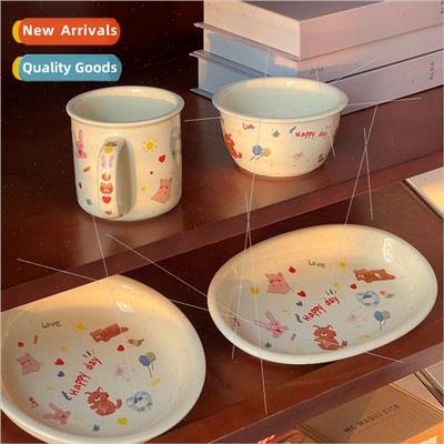 Korea ins cute cream bunny household tableware dessert plate