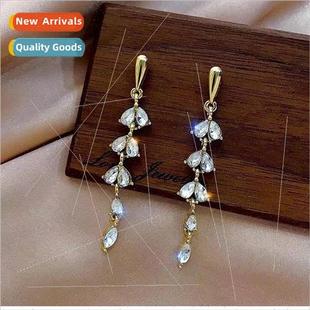 Korea zirconia niche silver long delicate pin ears 925 wheat