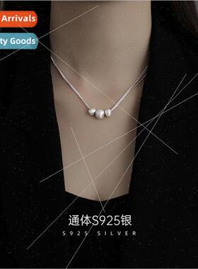 S925 lver Necklace Women Multi-Layer Snakebone Chain Brushed