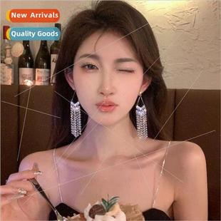 Zircon Long Tassel Beads che Cubic Earrings Earrin Waterfall