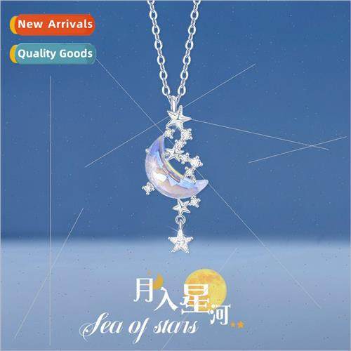Moon into stars ins Korea new star moon necklace female gent