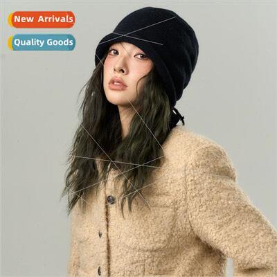 Autumn winter new solid color warm rolled edge pile cap knte