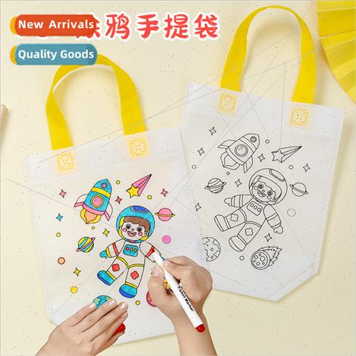 diy bag coloring doodle bag children handmade coloring paint