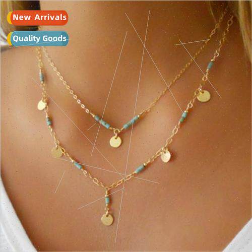 Europe gypsy necklace women retro fashion simple turquoise b