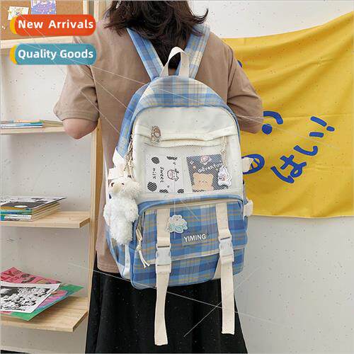 Japan girl plaid shoulder bag Korean ins wind large capacy s