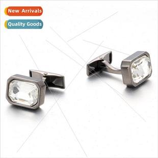 Cufflinks Shirt Whe Crystal Black Qualy Gun French