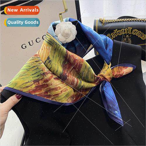Premium sense mother gift 53cm small square scarf silk scarf
