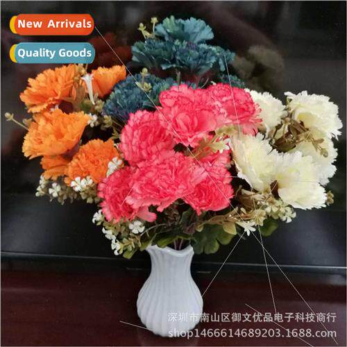 9 Carnations Bouquet mulation Flowers Red & Whe Wedding Fake