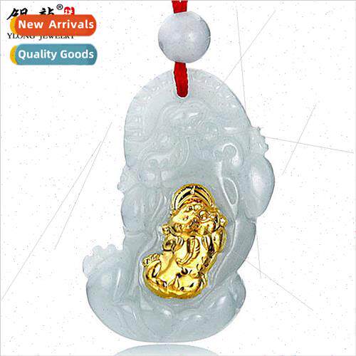 Natural Jadee Gold Jade Pixi Pendant Necklace Jewelry Neckla