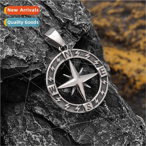 minimalist compass necklace pendant vintage compass tanium p