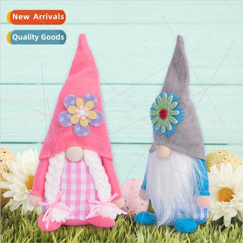 2023 Easter Decoration pink blue plaid doll Rudolph faceless