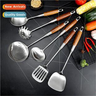 Stainless steel cookware set home kitchen pear wood handle s