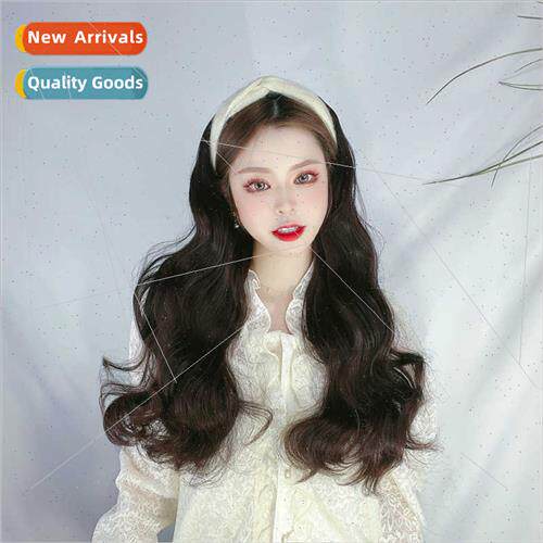 Wig female long hair big wave curly hair U-shaped half head