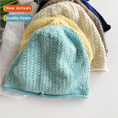 loose large  knted pile cap female fall winter simple versat