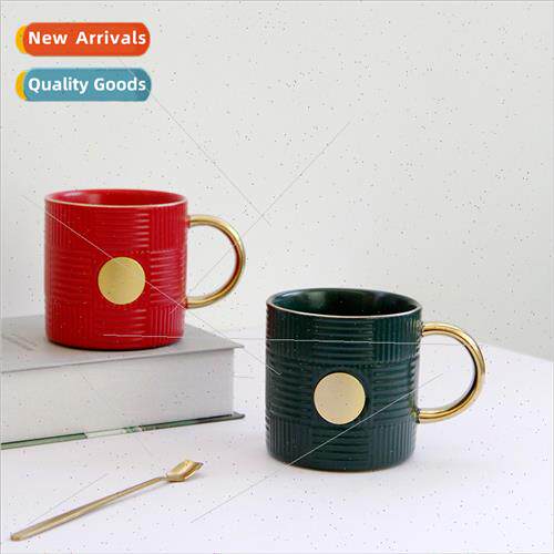 Vintage ceramic solid color vertical stripes mug creative co