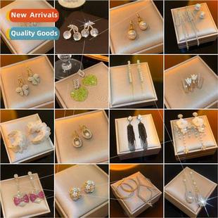 Zirconia Plated Pearl Bow Fashion lver Earrings Pin