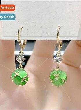 che ear clasp fashion hundred wh long earrings green cat eye