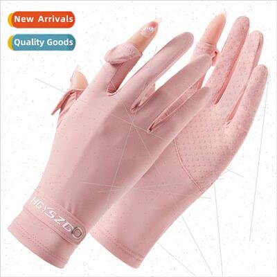 Ice silk women sunscreen gloves summer thin ice cool breatha