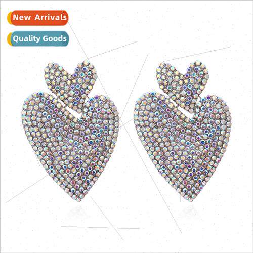 new simple love-shaped heart earrings retro fashion diamond
