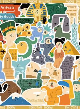 40 Cute Archectural Artifacts Stickers Decorative Laptop Cel