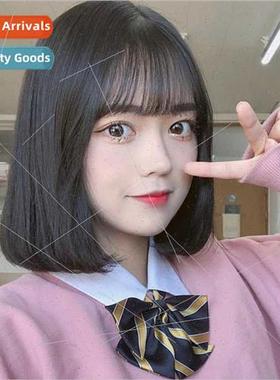 wigs air bangs short Korean shoulder length short hair butto