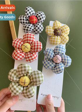 Autumn winter  plaid handmade flower hair rope ins bubble co