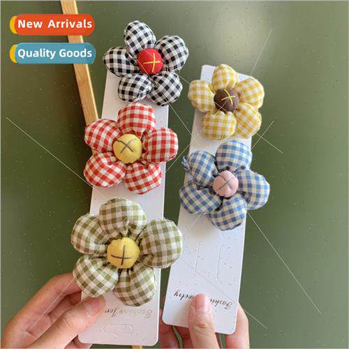 Autumn winter  plaid handmade flower hair rope ins bubble co