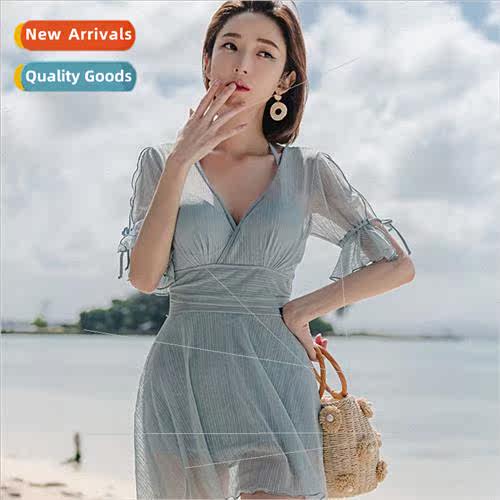 New large size swimsu female  one-piece conservative belly-s