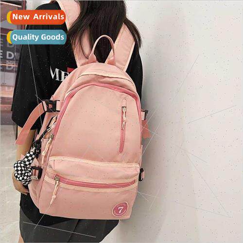 Solid color backpack simple middle school students schoolbag