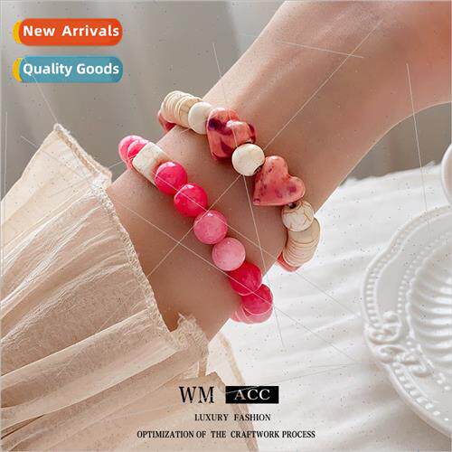 Love crystal ceramic round beads elastic bracelet hundred wh