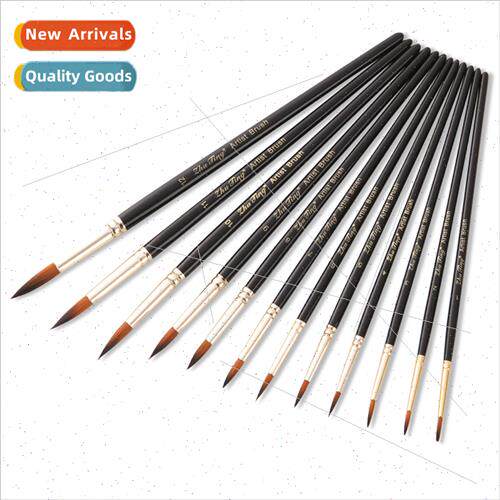12 black rod two-color nylon hair round edge watercolor brus