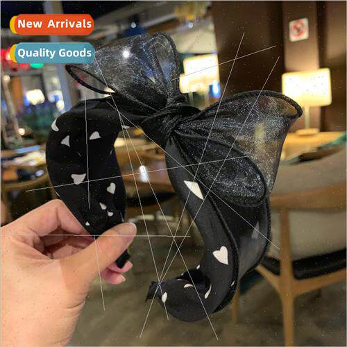 Mesh bow hair band female wash face Korea simple versatile f