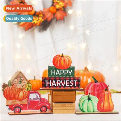 23New Thanksgiving wooden pumpkin crafts props decorations f