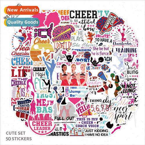 50 cartoon cheerleader Cheer -repeating stickers motorcycle