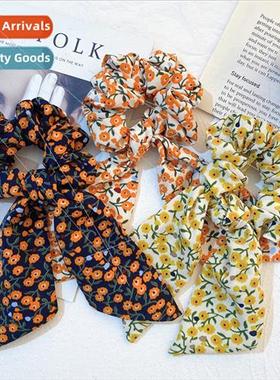 Korea crushed large bow fluttering ribbon hair rope ins swee