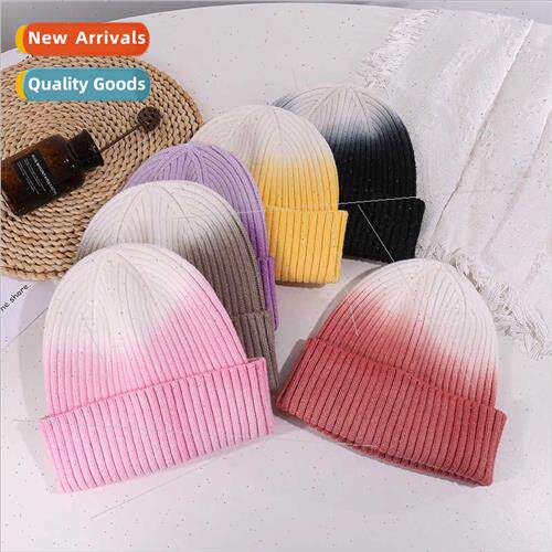 Autumn winter new fashion gradient wool cap female warm hund
