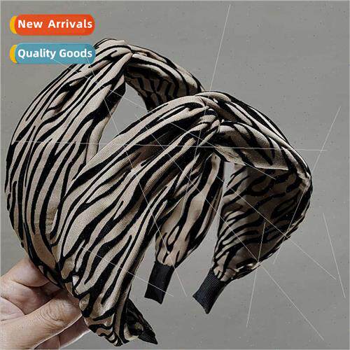 Cross hair bands Korean texture wide side striped flocked he
