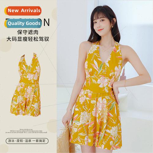 Swimsu women one-piece thin skirt middle-aged mom swimsu fas