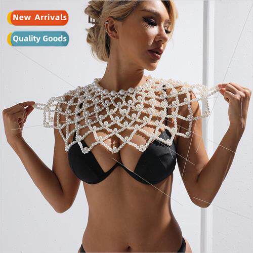 Europe pearl shawl hollow woven shoulder chain irregular bik