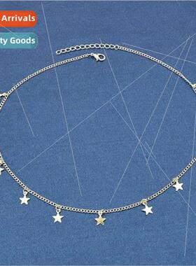 Europe necklaces women hundreds simple lockbone chain pentag