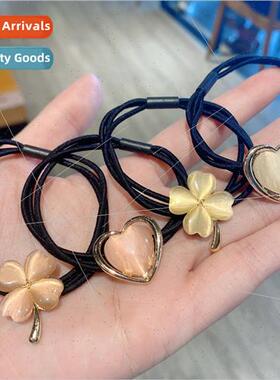 Korea new imation cat eye stone love flower hair ring simple