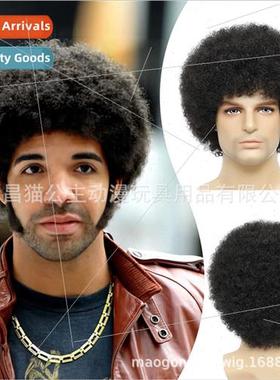 Europe Men Short Curly Hair Fan Hair Exploding Head Cover Fl